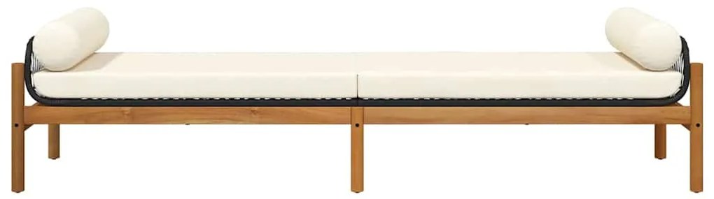 vidaXL Πάγκος Κήπου Μαύρος από Συνθετικό Ρατάν/Ακακία με Μαξιλάρι