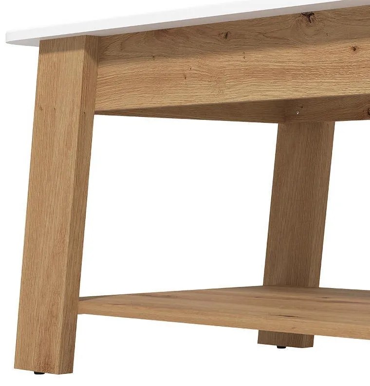 Τραπεζάκι σαλονιού PIAVE Artisan Oak - Λευκό Gloss 101x55x47 εκ. 101x55x47 εκ.