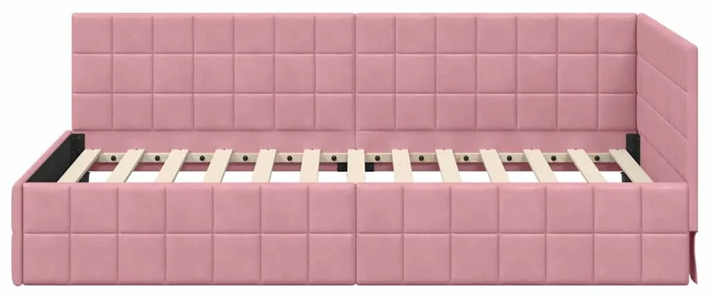 vidaXL Κρεβάτι Γωνίας με κεφαλάρι Ροζ 90 x 200 cm Βελούδο
