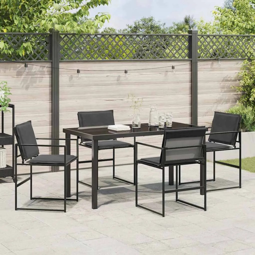 vidaXL Σέτ φαγητού για κήπο 5 pcs Μαύρο 140 x 70 x 73 cm