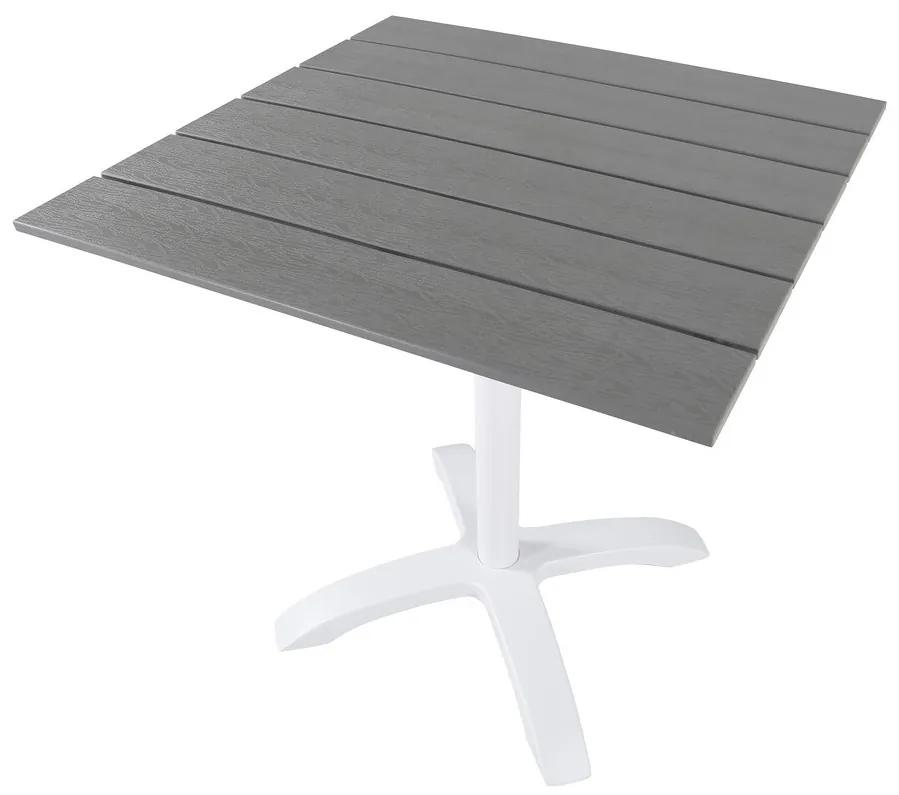 Τραπέζι εξωτερικού χώρου Dallas 710, Polyξύλο, 74x70cm, Άσπρο, Γκρι, Μέταλλο | Epipla1.gr