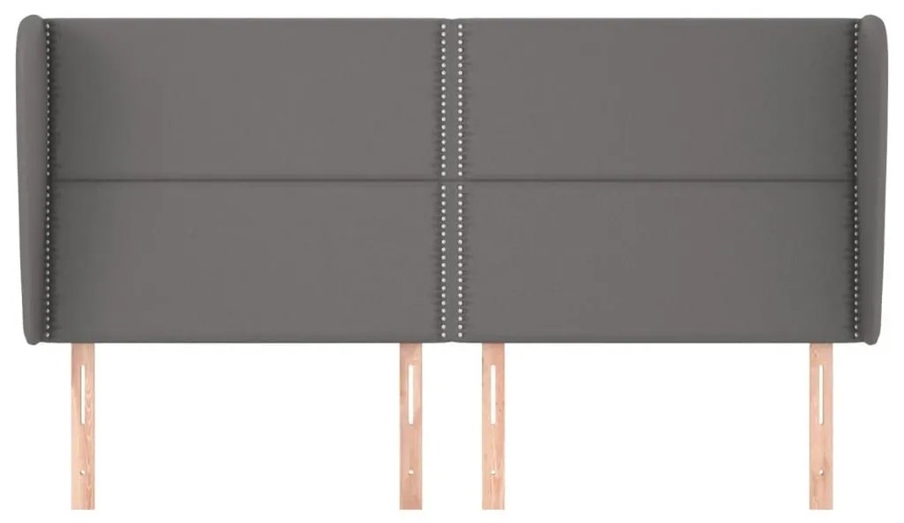 Κεφαλάρι με Πτερύγια Γκρι 183x23x118/128 εκ.Συνθετικό Δέρμα - Γκρι
