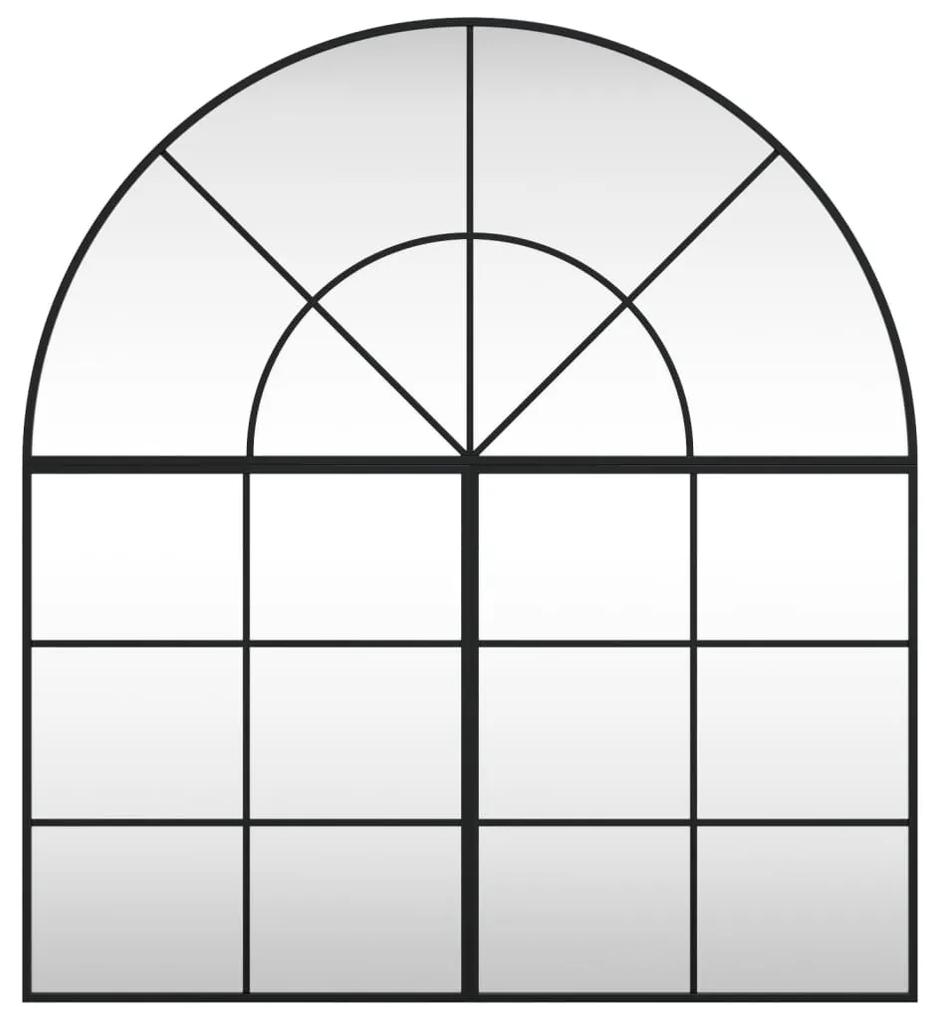 vidaXL Καθρέφτης Τοίχου Αψίδα Μαύρος 100 x 110 εκ. από Σίδερο