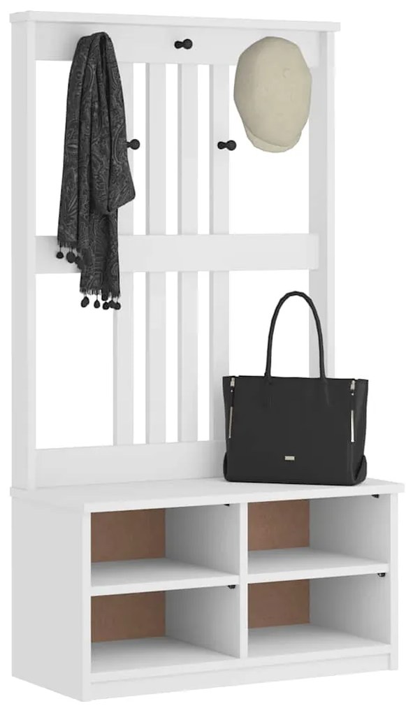 vidaXL Δέντρο χωλ SANDNES Λευκό 87x40x159,5 εκ. Πεύκο μασίφ ξύλο
