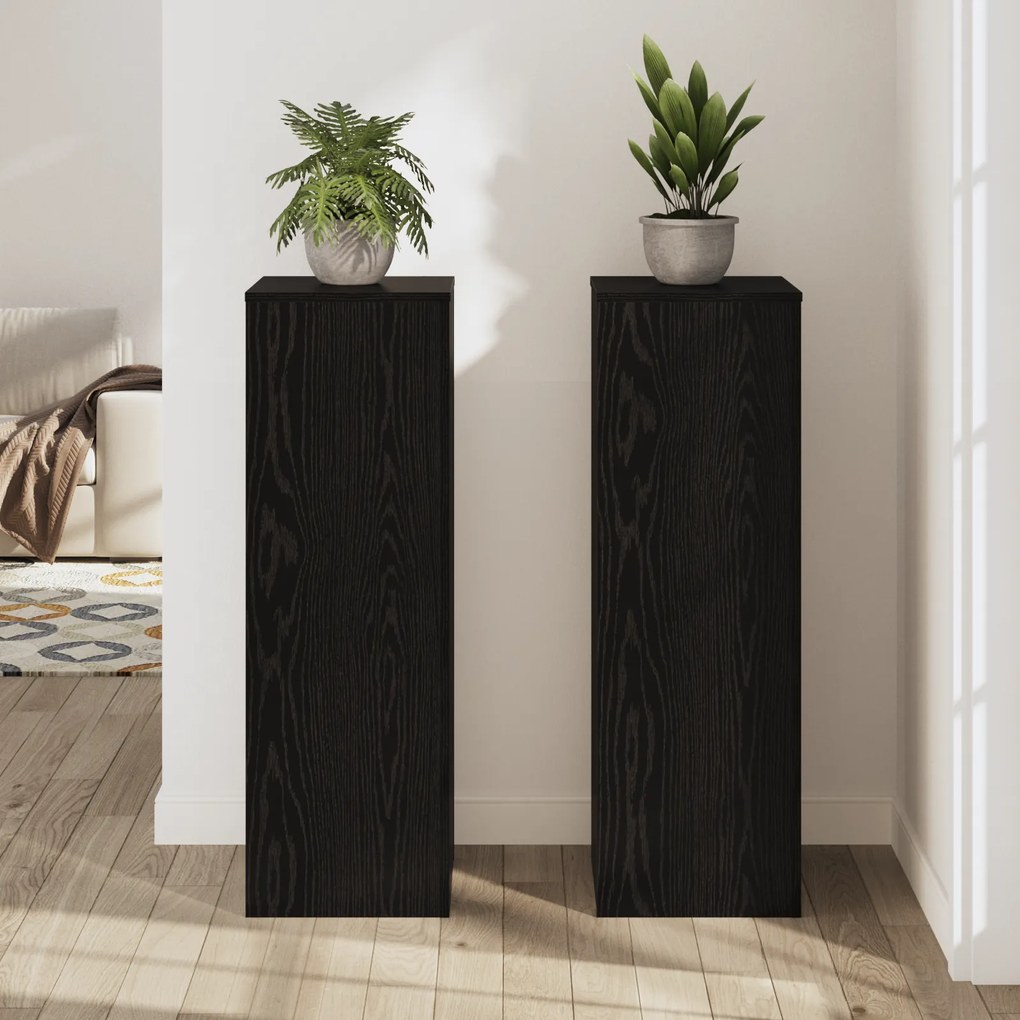 vidaXL Βάσεις Φυτών 2 τμχ Μαύρη Βελανιδιά 33x33x100 εκ. Επεξεργασμένο Ξύλο