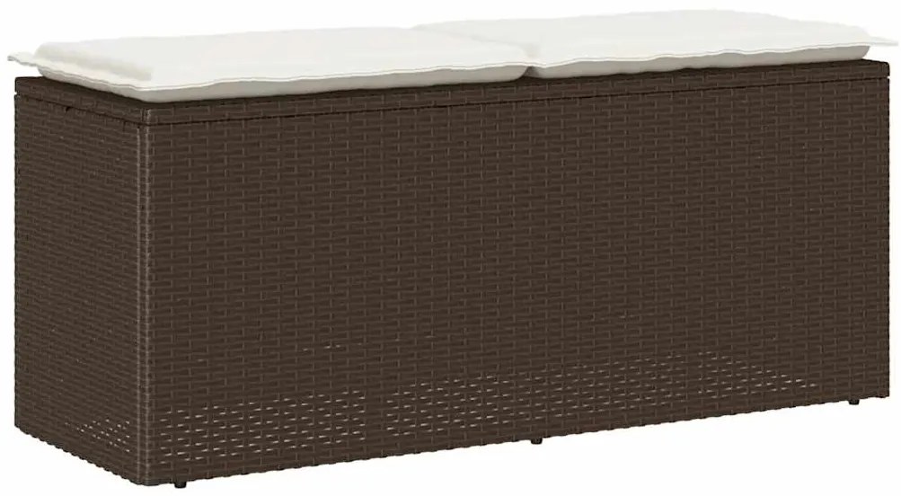 vidaXL Πάγκος κήπου με μαξιλάρι καφέ 110x40x44 cm Poly Rattan