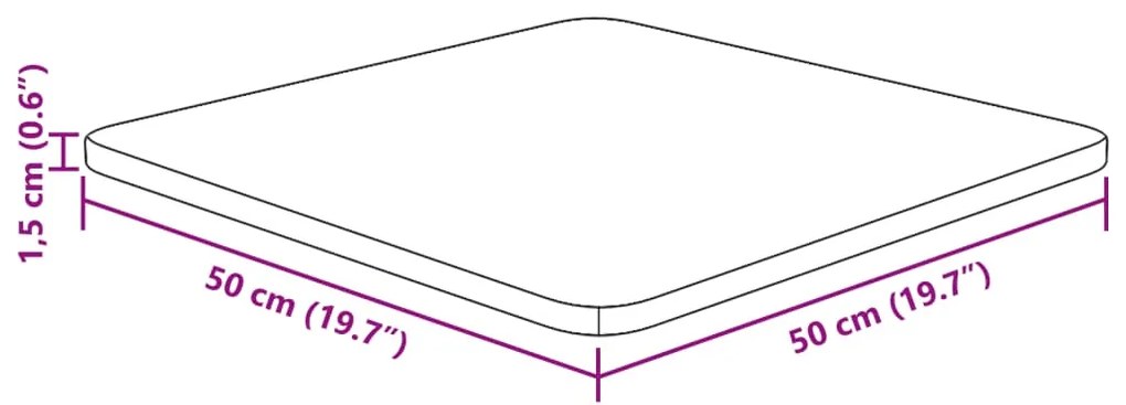 vidaXL Επιφάνεια Τραπεζιού Τετράγωνη Αν. Καφέ 50x50x1,5 εκ. Ξύλο Δρυς