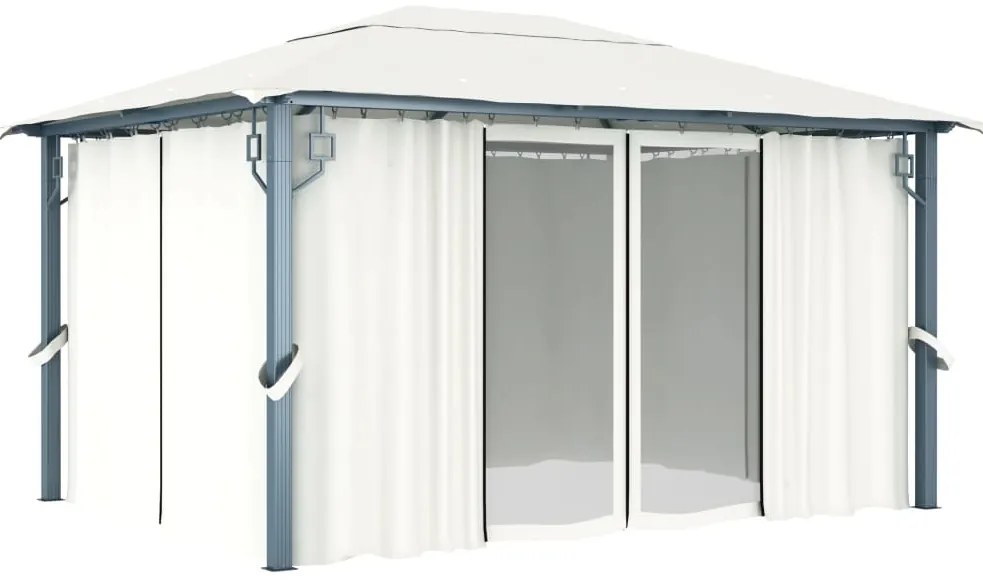 vidaXL Κιόσκι με Κουρτίνα Κρεμ 400 x 300 εκ. Αλουμινίου