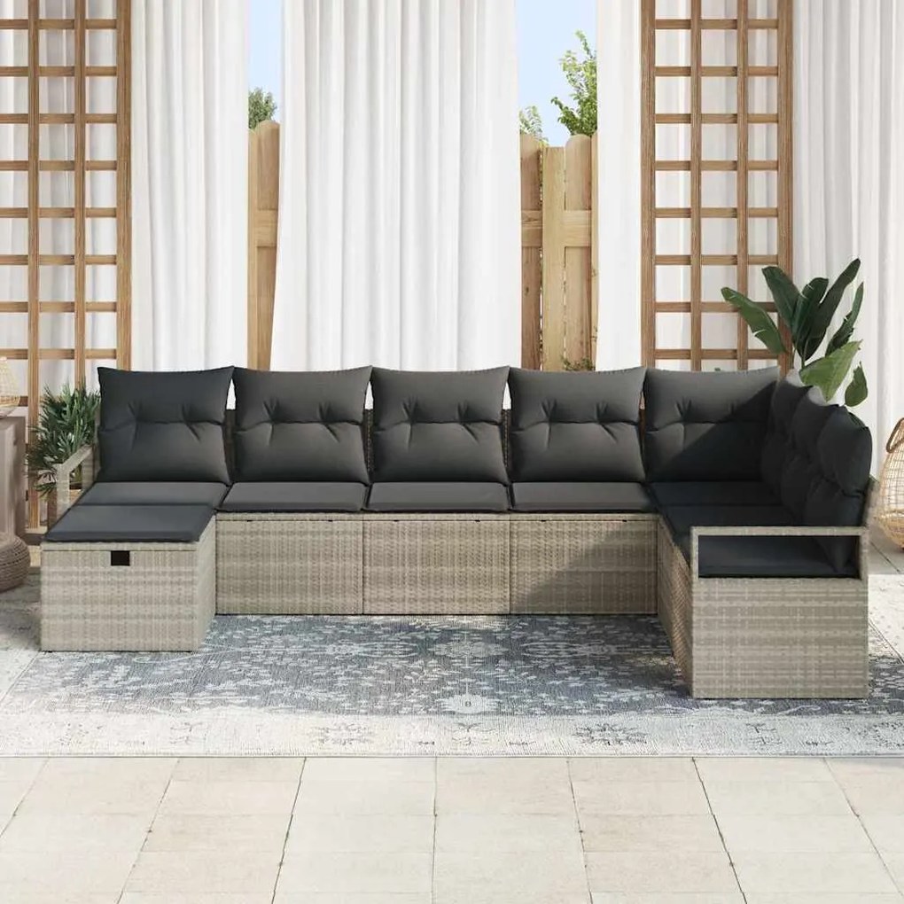 vidaXL Σετ Καναπέ Κήπου 8 pcs Ανοιχτό γκρι 287 x 177 x 85 εκ.