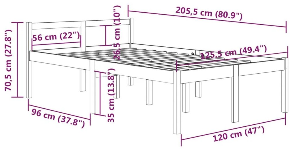 Κρεβάτι Ηλικιωμένων Λευκό 120 x 200 εκ. από Μασίφ Ξύλο Πεύκου - Λευκό