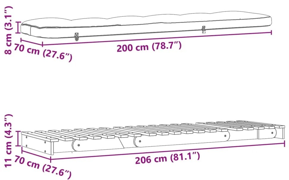 ΚΑΝΑΠΕΣ ΚΡΕΒΑΤΙ FUTON ΜΕ ΣΤΡΩΜΑ 70X206X11 ΕΚ. ΜΑΣΙΦ ΞΥΛΟ ΠΕΥΚΟΥ 846753