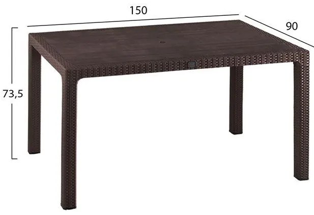 Σετ Κήπου Τραπεζαρία HM10575.03 5 τεμ Καφέ Rattan Πολυπροπυλενίου με Τραπέζι 150x90x73.5 εκ. &amp; 4 Καρέκλες