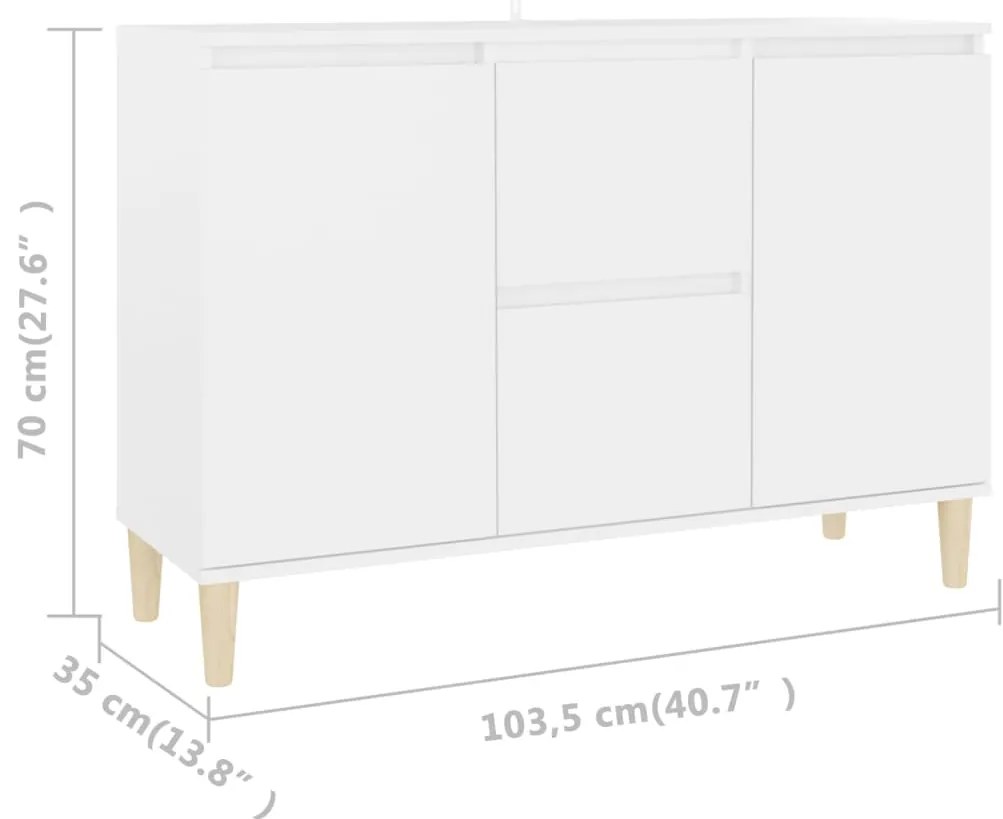 Μπουφές Λευκός 101 x 35 x 70 εκ. από Επεξεργασμένο Ξύλο - Λευκό