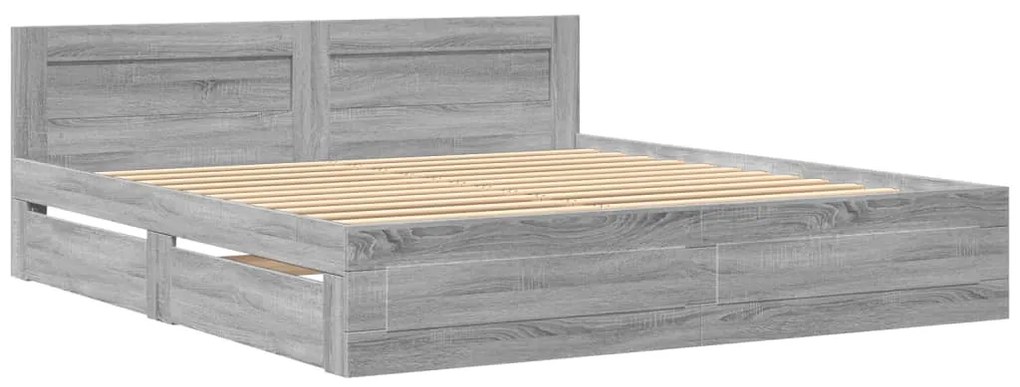 vidaXL Πλαίσιο Κρεβατιού με Κεφαλάρι Γκρι Sonoma 180x200εκ. Επεξ. Ξύλο