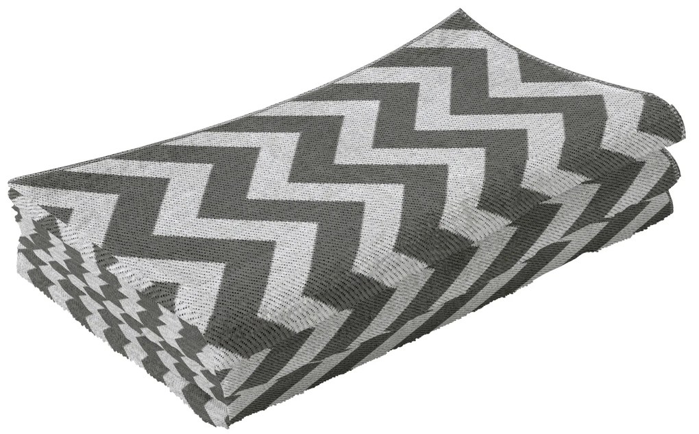 Outsunny Εξωτερικό Χαλί, Αδιάβροχο, Διπλής Όψης, Υψηλής Ποιότητας Συνθετική Ίνα, Ανοιχτό Γκρι+Λευκό, 121 x 182 εκ.