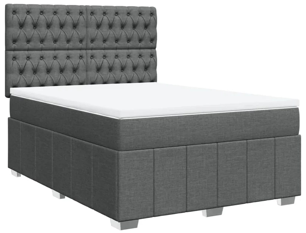 ΚΡΕΒΑΤΙ BOXSPRING ΜΕ ΣΤΡΩΜΑ ΣΚΟΥΡΟ ΓΚΡΙ 140X200 ΕΚ ΥΦΑΣΜΑΤΙΝΟ 3291699