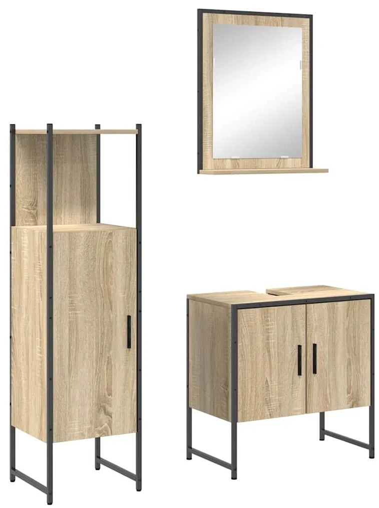 vidaXL Σετ Επίπλων Μπάνιου με ράφι με πόρτα 3 pcs Καφέ 60 x 33 x 60 εκ