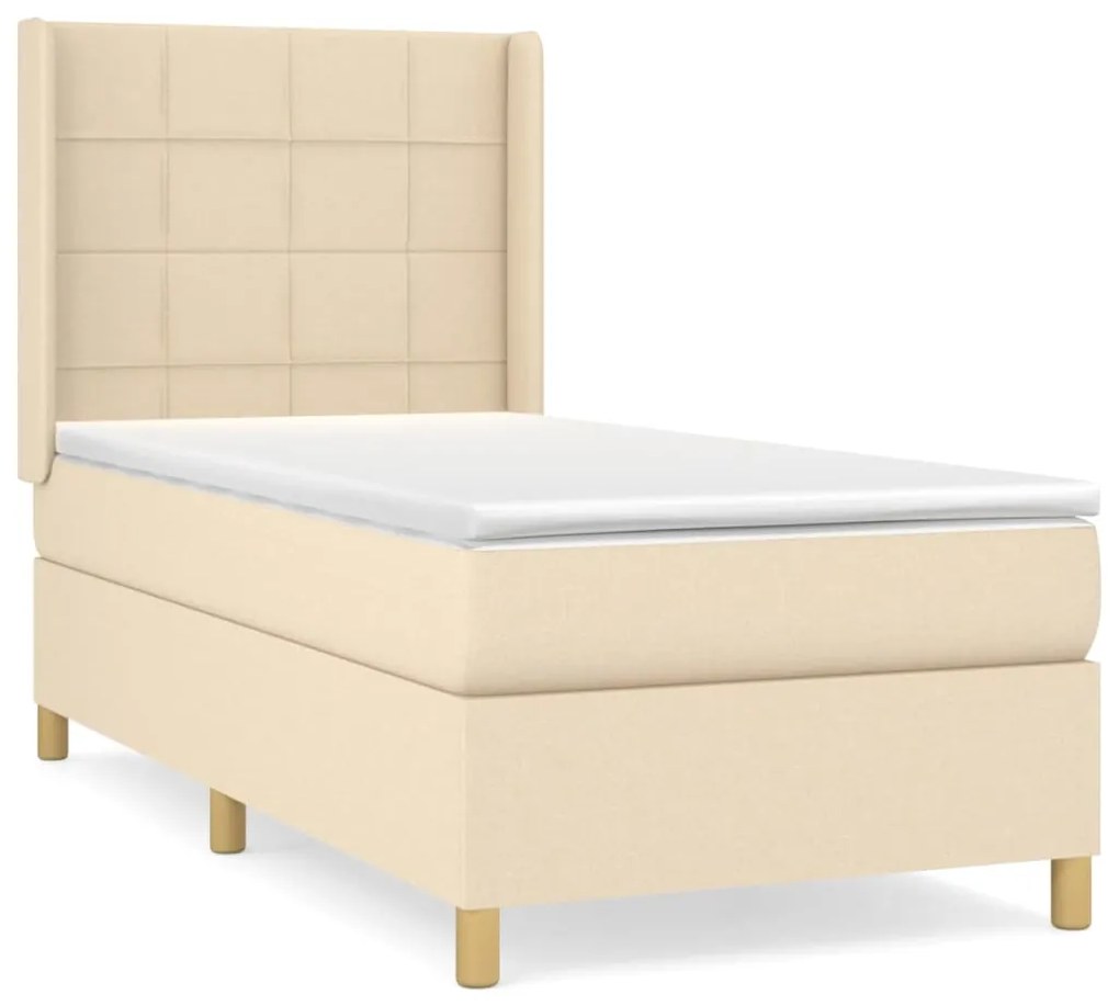 ΚΡΕΒΑΤΙ BOXSPRING ΜΕ ΣΤΡΩΜΑ ΚΡΕΜ 90X190 ΕΚ.ΥΦΑΣΜΑΤΙΝΟ 3131958