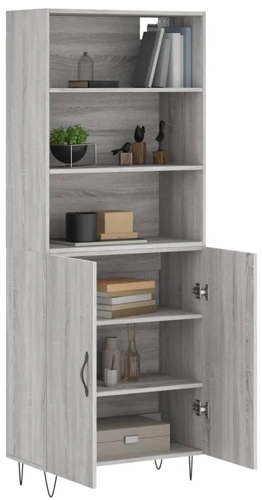 vidaXL Ντουλάπι Γκρι Sonoma 69,5 x 34 x 180 εκ. Επεξεργασμένο Ξύλο