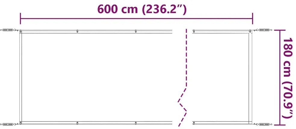 vidaXL Τέντα Κάθετη Τερακότα 180 x 600 εκ. από Ύφασμα Oxford