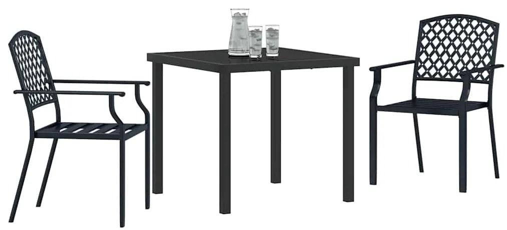 vidaXL Σέτ φαγητού για κήπο 3 pcs Ανθρακί Χάλυβας με επίστρωση πούδρας