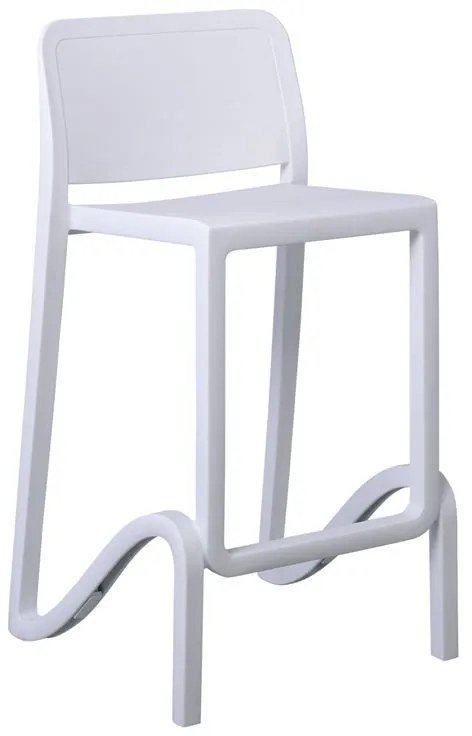 WOODWELL Ε390,1GIANO Σκαμπό BAR με Πλάτη, PP-UV Άσπρο, Στοιβαζόμενο, Ύψος Καθίσματος 75cm 46x47x75/100cm Ε390,1