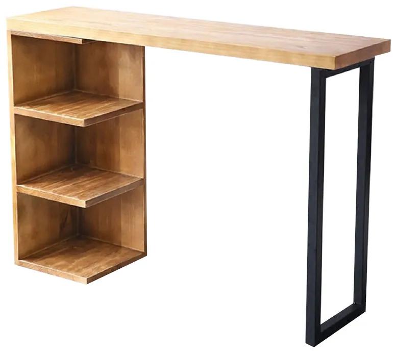 Τραπέζι μπαρ Collins φυσικό ξύλο πεύκου 35mm φυσικό-μαύρο 139x29x90εκ Υλικό: 35 MM SOLID WOOD - METAL  LEGS 197-000067