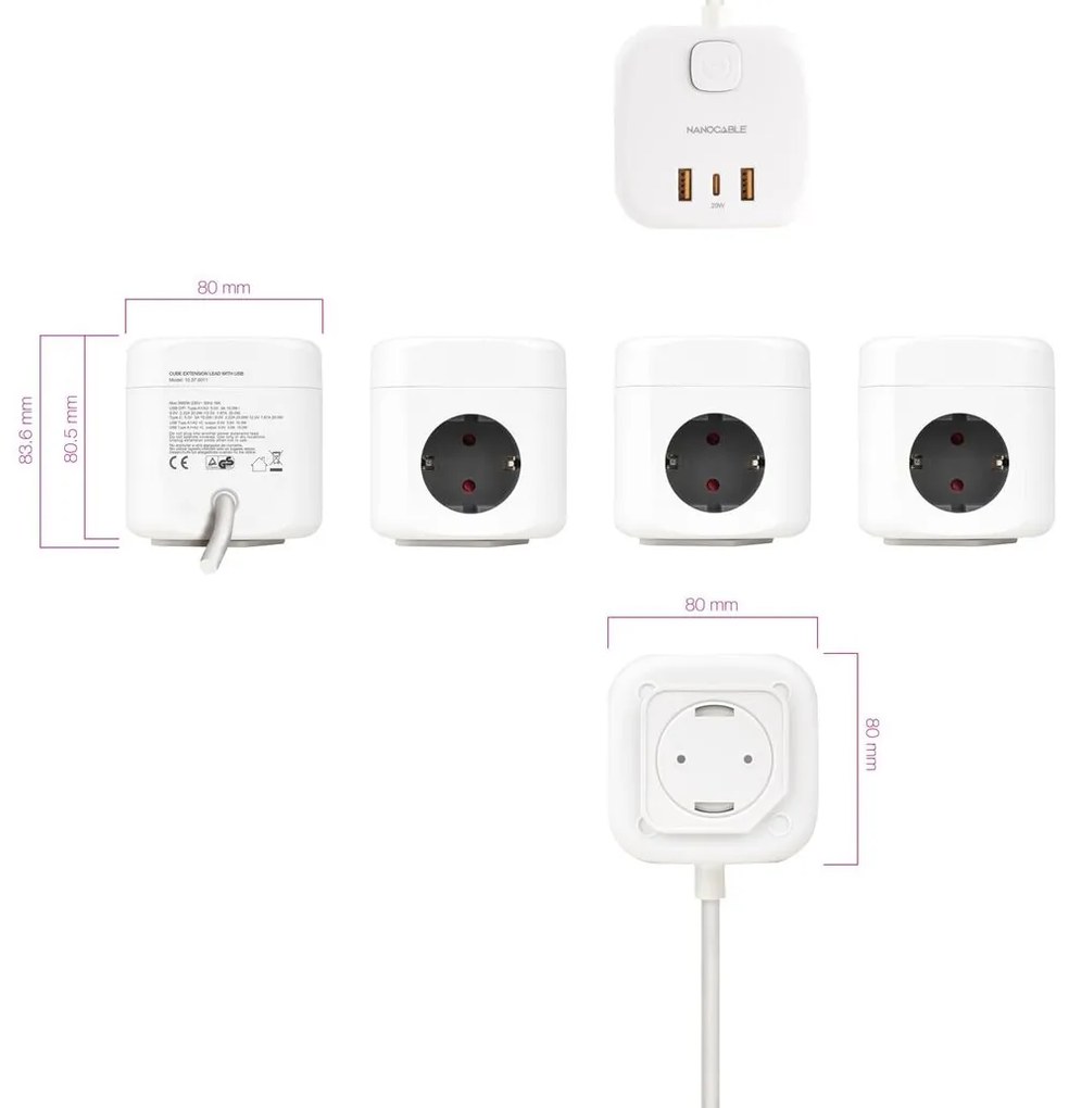 Λωρίδα NANOCABLE 10.37.0011 Λευκό (1,4 m)