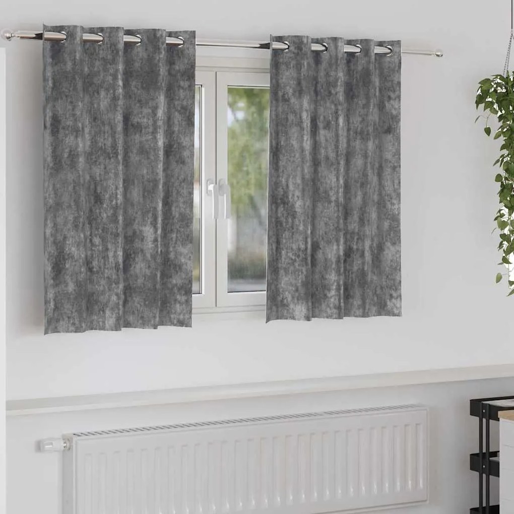 vidaXL Κουρτίνα με κουρτίνες 2 pcs Γκρι 140 x 140 cm Βελούδο