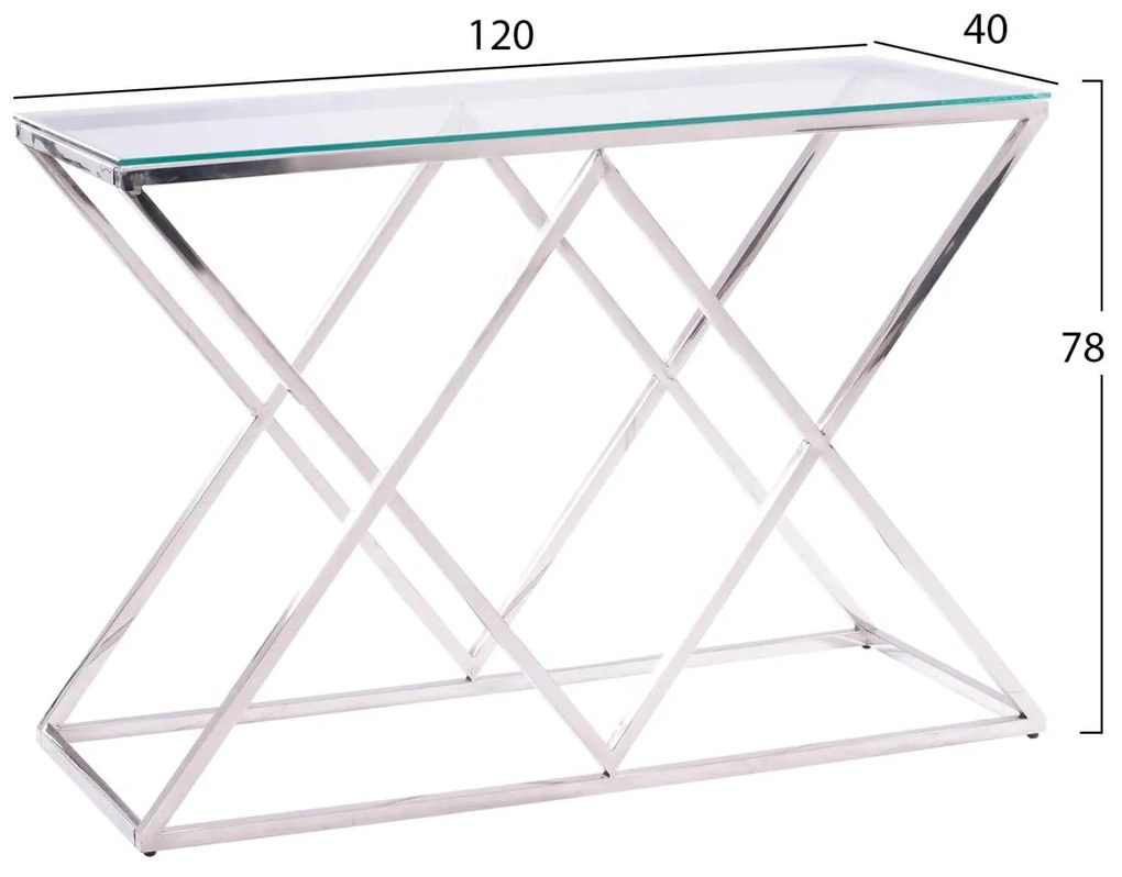 ΚΟΝΣΟΛΑ HOLLAND HM8622.01 ΜΕ ΓΥΑΛΙ ΚΑΙ ΒΑΣΗ ΧΡΩΜΙΟΥ 120X40Χ78 EK.