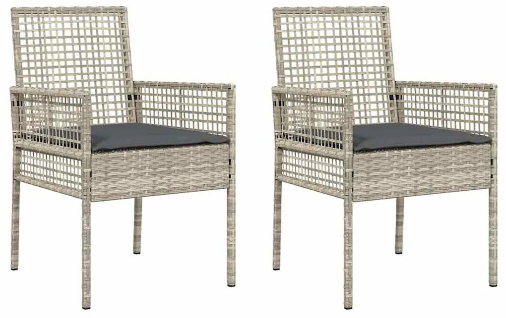 vidaXL Καρέκλα Κήπου 2 pcs Ανοιχτό γκρι 53 x 60 x 85εκ συνθετικό ρατάν