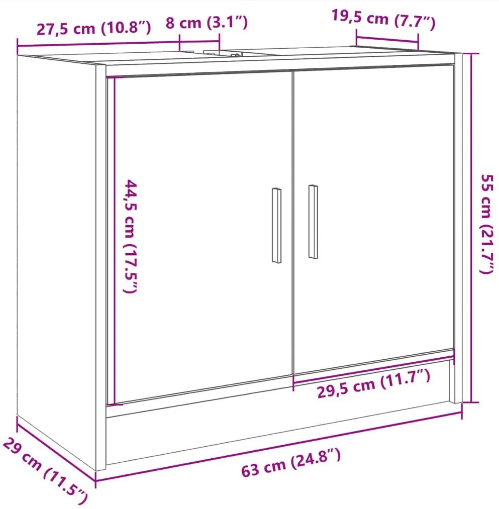 Ντουλάπι Νιπτήρα Μαύρο 63x29x55 εκ. Επεξεργασμένο Ξύλο - Μαύρο