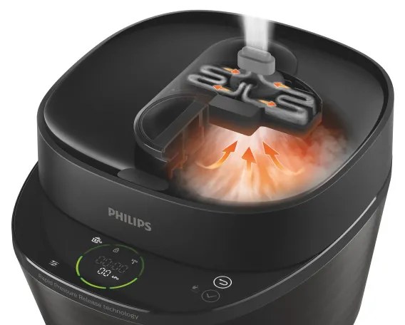 Πολυμάγειρας πίεσης Philips HD2151/40, 1000W, 5L, 35 προγράμματα, 18 συστήματα προστασίας, οθόνη LCD, χρονοδιακόπτης, μαύρο