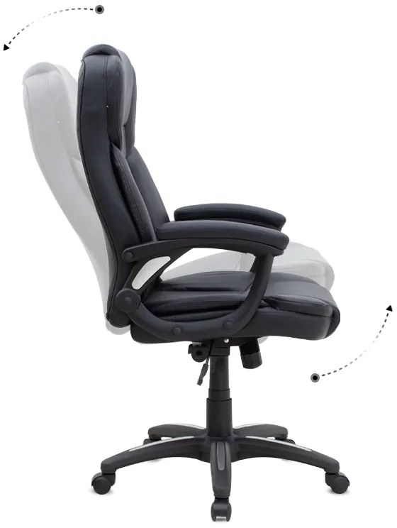 Καρέκλα γραφείου διευθυντική Morgan Megapap από τεχνόδερμα χρώμα μαύρο 67x65x112/122εκ.