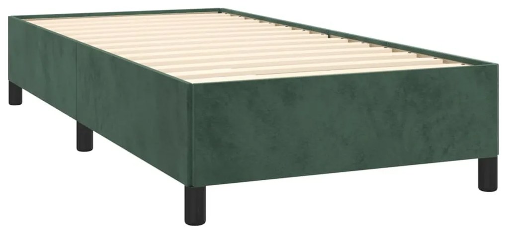 vidaXL Κρεβάτι Boxspring με Στρώμα Σκούρο Πράσινο 100x200εκ. Βελούδινο