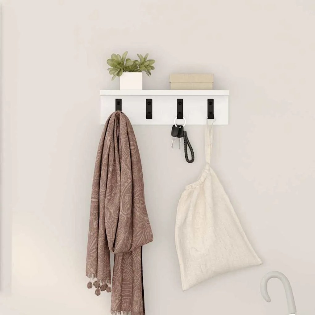 Τοίχου Κρεμάστρα Λευκό 40 x 10,5 x 10,5 εκ Επεξεργασμένο ξύλο