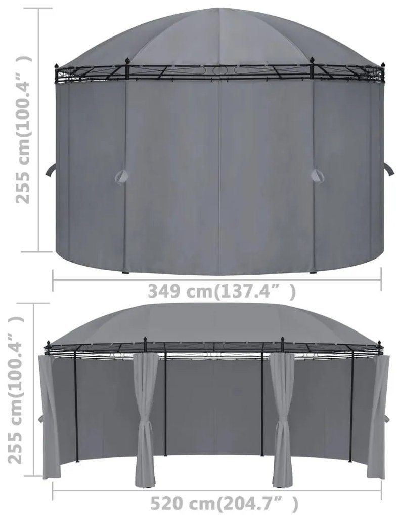 Κιόσκι με Κουρτίνες Ανθρακί 520 x 349 x 255 εκ. - Ανθρακί