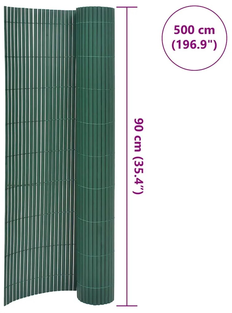 vidaXL Περίφραξη Κήπου Διπλής Όψης Πράσινη 90 x 500 εκ. από PVC