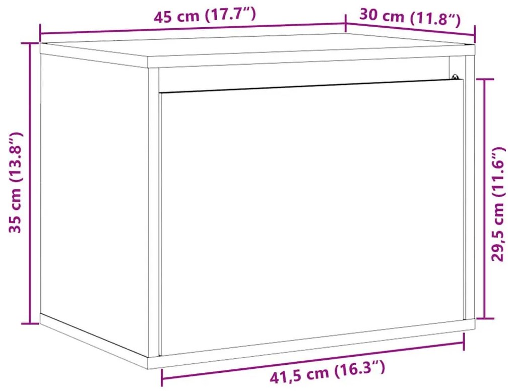 Ντουλάπι Τοίχου Μαύρο 45 x 30 x 35 εκ. από Μασίφ Ξύλο Πεύκου - Μαύρο