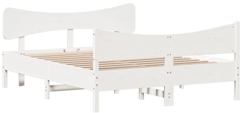 vidaXL Σκελετός Κρεβ. Χωρίς Στρώμα Λευκό 140x200 εκ Μασίφ Πεύκο