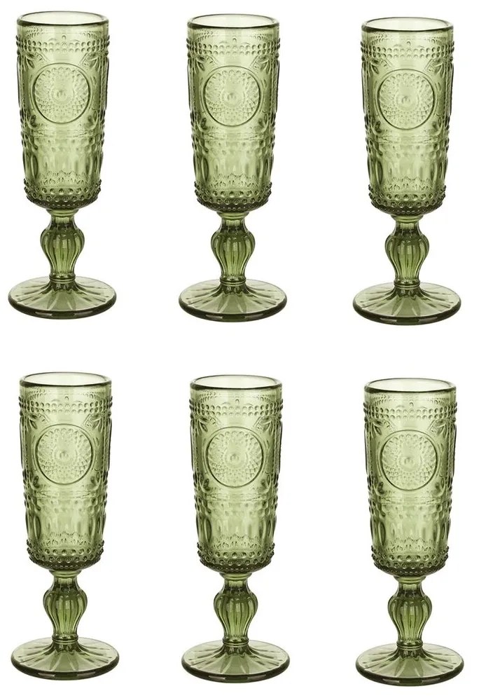Σετ Ποτηριών Home ESPRIT Πράσινο Κρυστάλλινο 135 ml (x6)