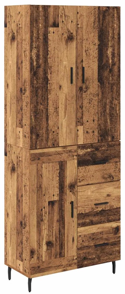 vidaXL Highboard με συρτάρι 2 pcs Παλιό Ξύλο Σύνθετο Ξύλο και Γυαλί