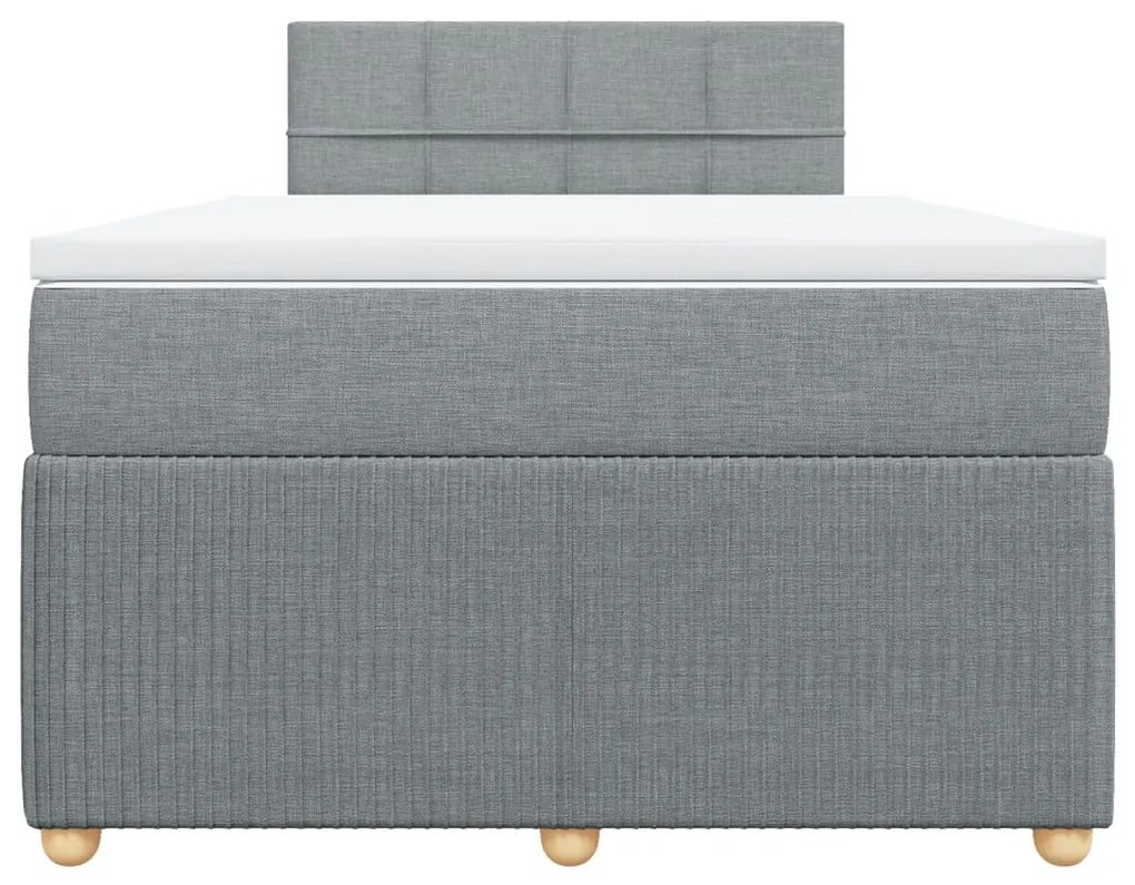 Κρεβάτι Boxspring με Στρώμα Ανοιχτό Γκρι 120x190 εκ. Υφασμάτινο - Γκρι