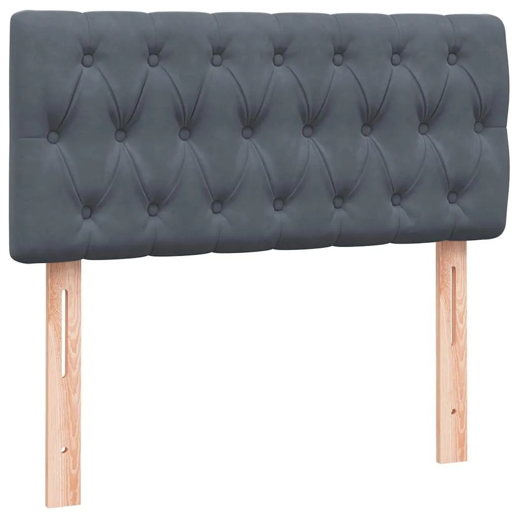 Κρεβάτι Boxspring με Στρώμα Σκούρο Γκρι 80x220 εκ. Βελούδινο - Γκρι