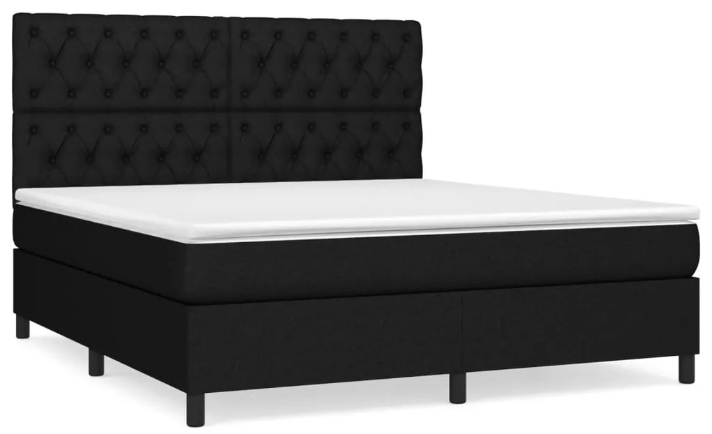 vidaXL Κρεβάτι Boxspring με Στρώμα Μαύρο 160x200 εκ. Υφασμάτινο