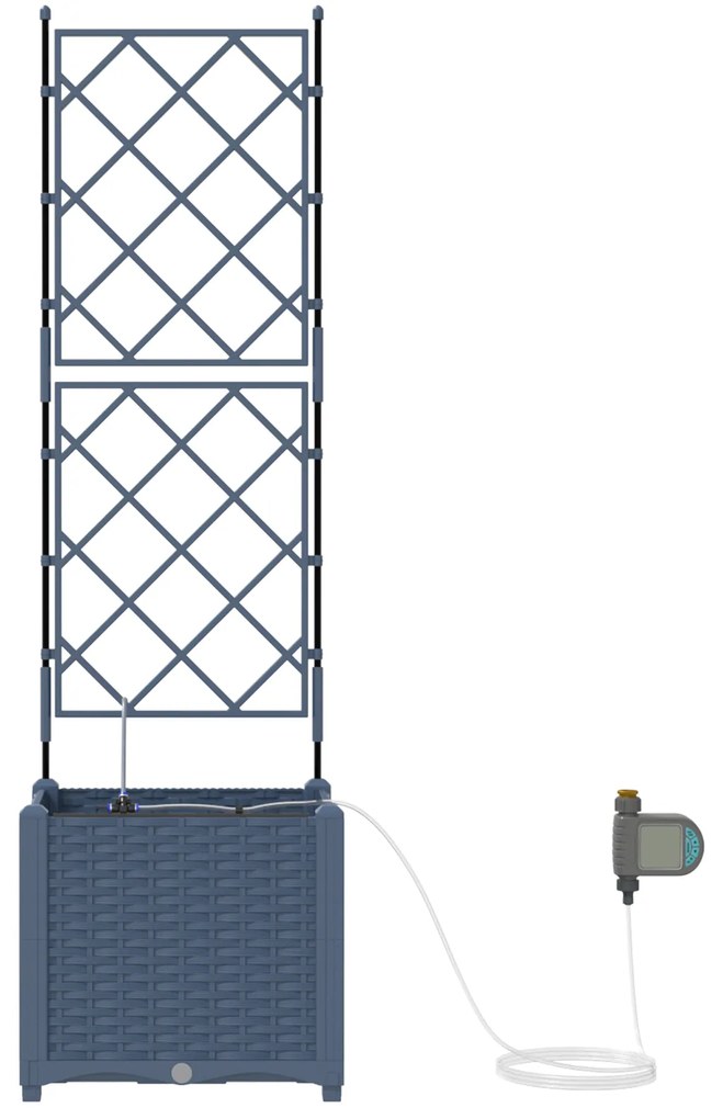 vidaXL Γλάστρες Κήπου 1 τεμ Καφασωτό Γκρι 40 x 40 x 142 cm Πλαστικό