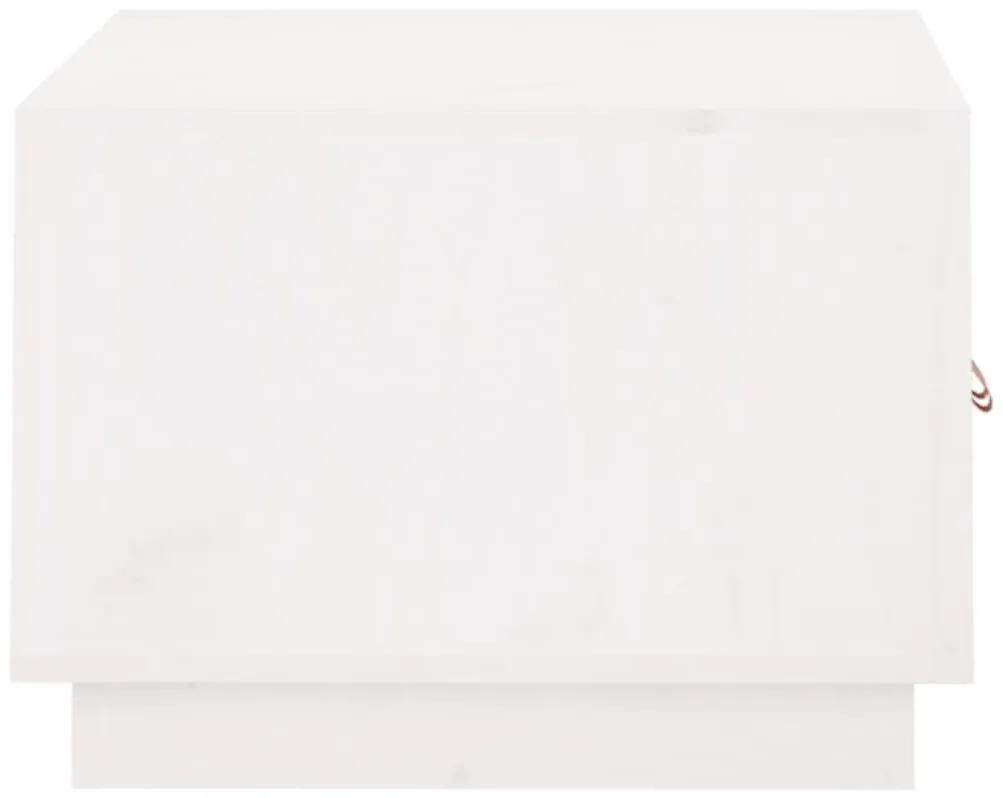 Τραπεζάκι Σαλονιού Λευκό 80x50x35 εκ. από Μασίφ Ξύλο Πεύκου - Λευκό