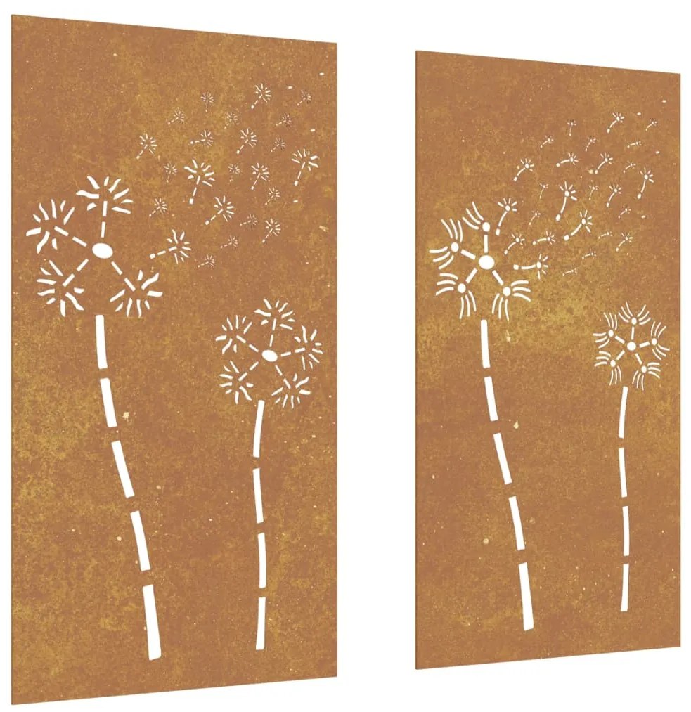 vidaXL Διακοσμητικά Κήπου 2 τεμ. Σχ. Λουλούδια 105x55 εκ Ατσάλι Corten