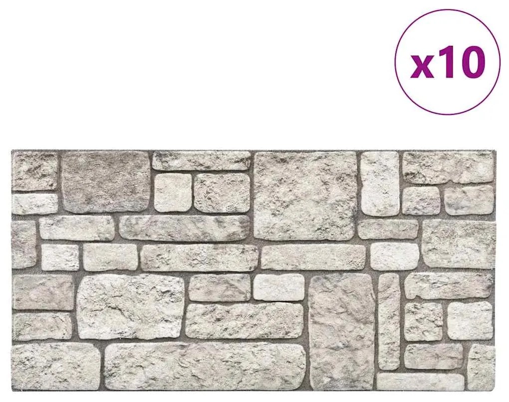 vidaXL Πάνελ Τοίχου 3D 10 τεμ. Σχέδιο Τούβλα Γκρι EPS