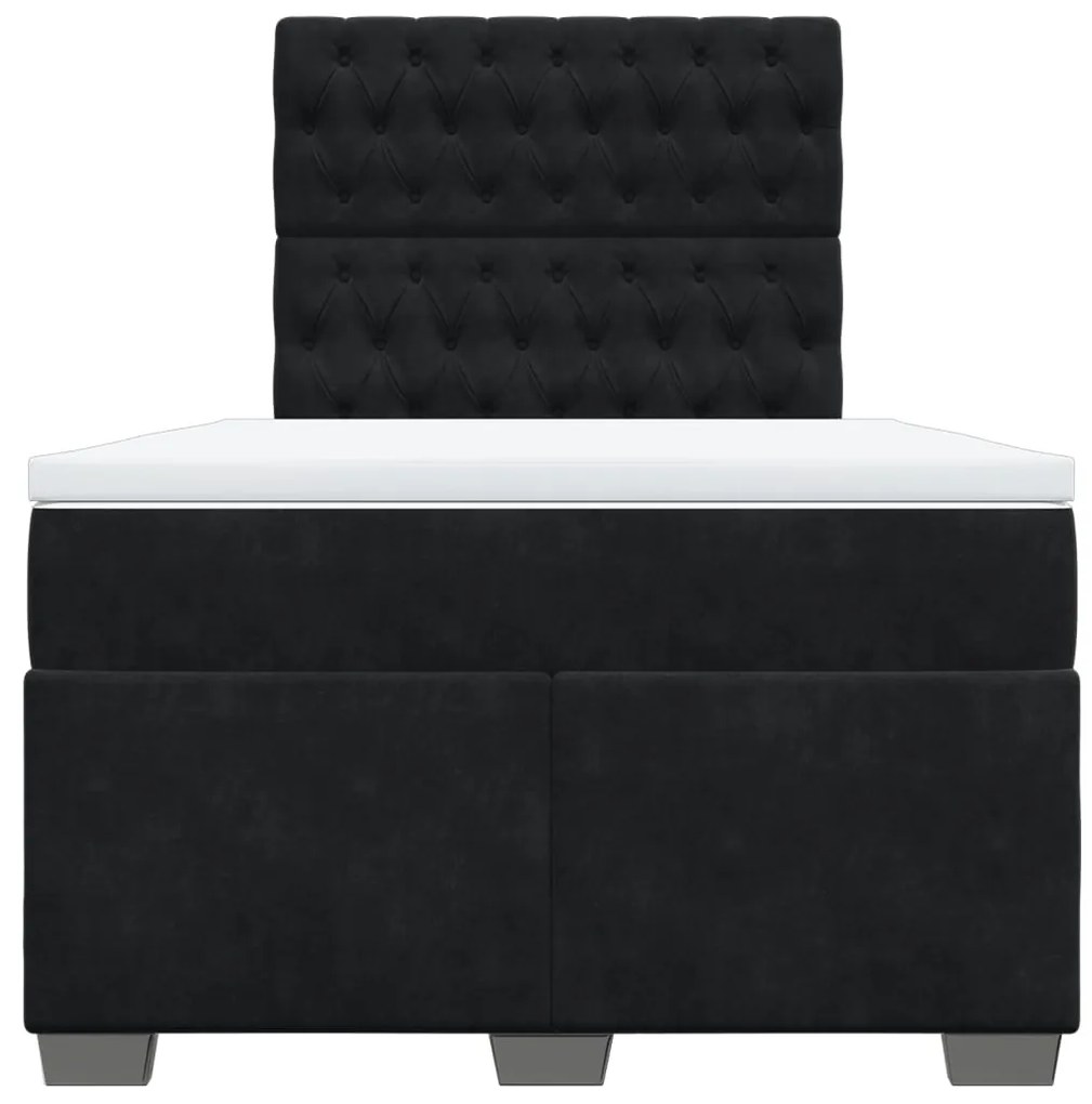 vidaXL Κρεβάτι Boxspring με Στρώμα Μαύρο 120x190 εκ. Βελούδινο